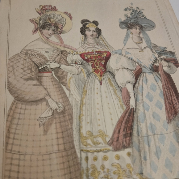 1830 La Belle Assemblee Magazine "Three Dresses" - Picture 3 of 4
